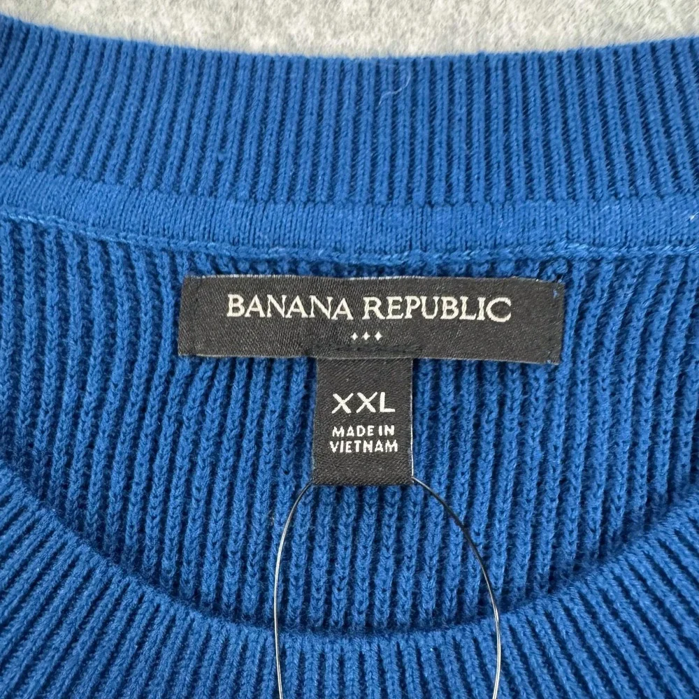 Banana Republic Sweater Mens 2XL Blue 100% Cotton Crewneck Knit Pullover NEW